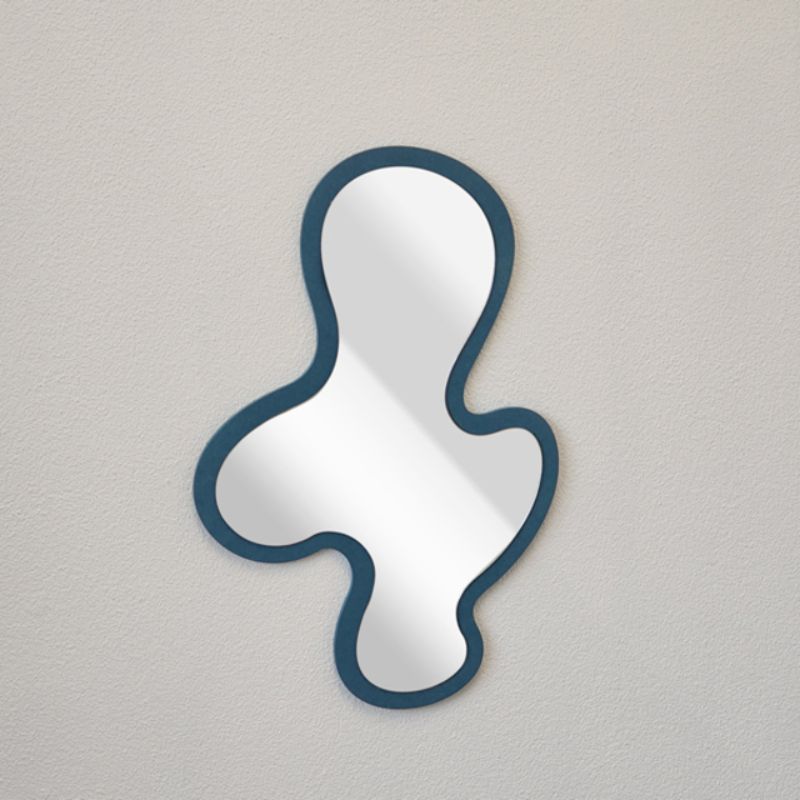 Blob Mirror - VCM (55cm): Unique blob-shaped mirror crafted from Valchromat, perfect for enhancing modern home decor.