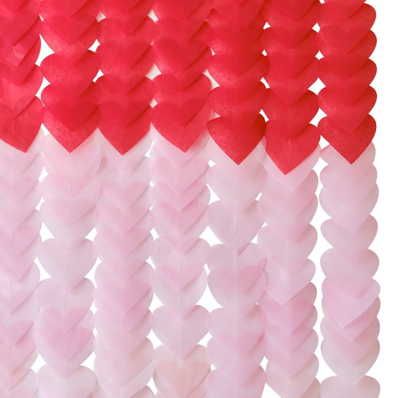 Romantic ombré heart backdrop with 24 red, pink, and light pink hearts, perfect for Valentine's Day celebrations.