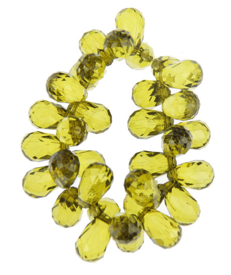 Green stretch bracelet showcasing a flexible fit, vibrant color, and handmade elegance, perfect for any occasion.