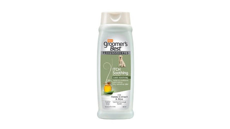 Hartz Itch Soothing Dog Shampoo in 532ml, hydrates sensitive skin with Honey and Aloe, leaving a soft, fragrant coat.