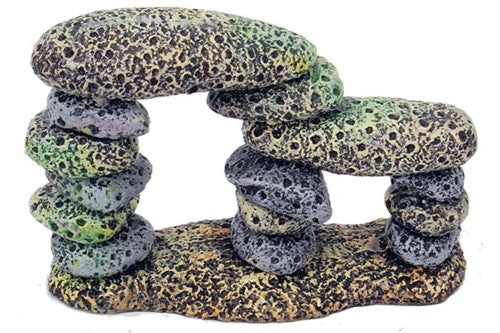 Aquatic Resin Ornament featuring 8cm stacked rocks, adding natural beauty and hiding spots for fish in aquariums.