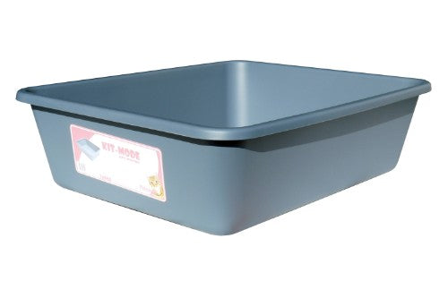 Blue cat litter tray, spacious 57 x 43 x 17 cm design, durable, easy to clean, perfect for all cats, minimizes mess.