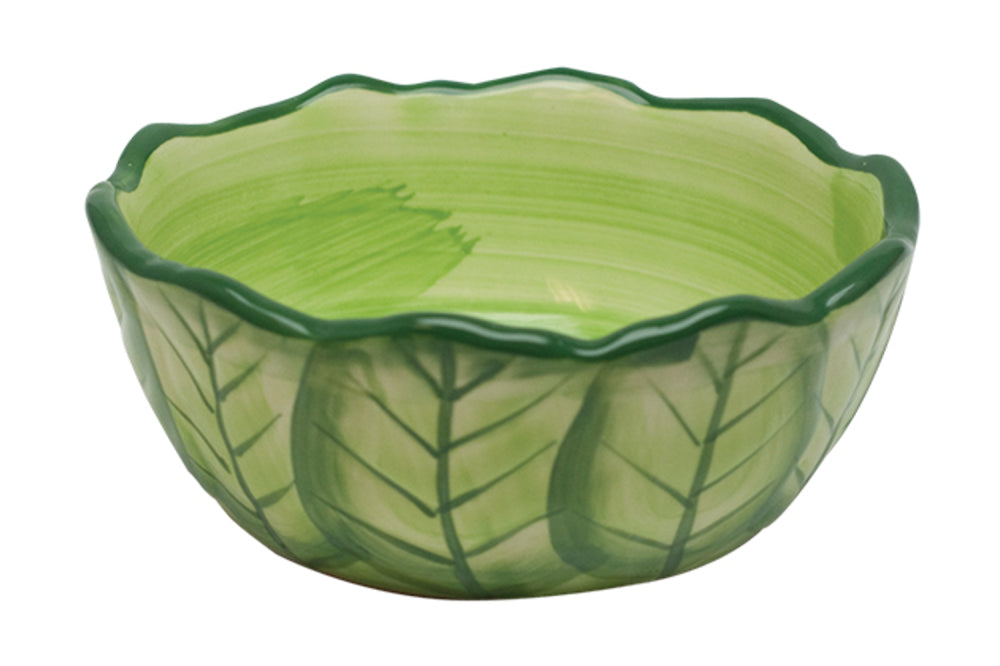 Ceramic Rabbit Feeding Bowl with vibrant vegetable design, 400mL capacity, dishwasher safe for all small animals.