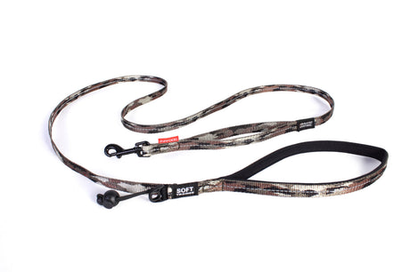 Lightweight 180cm dog leash for small dogs, featuring camo design, soft webbing, reflective trim, and traffic control handle.