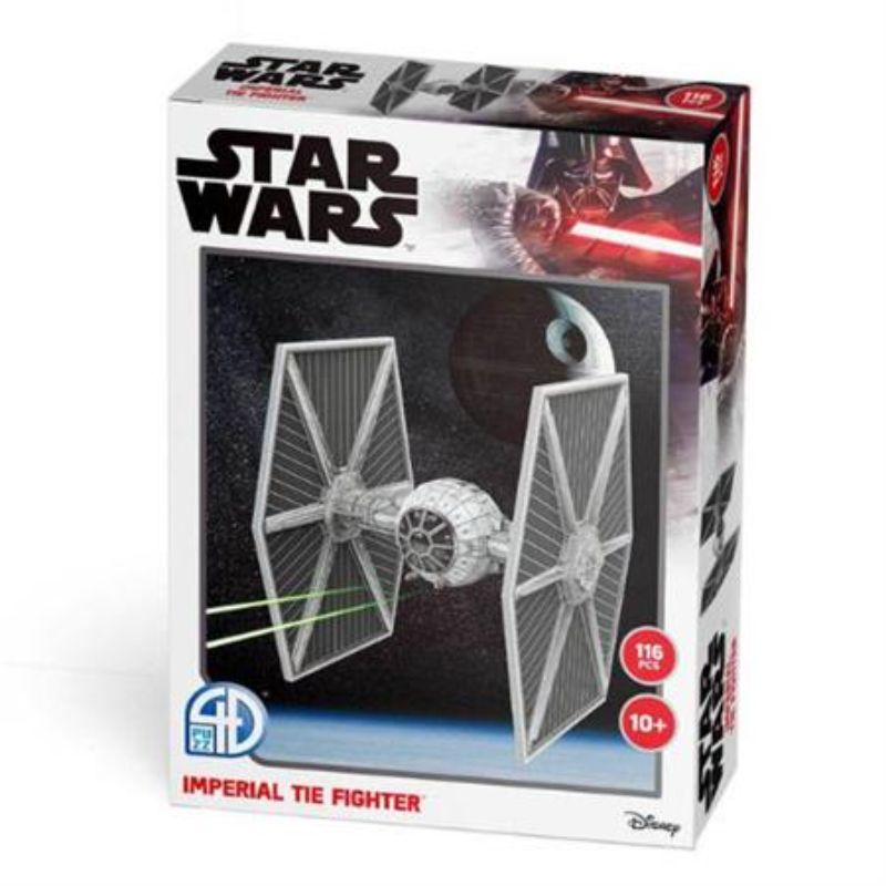 3D paper model of Star Wars TIE Fighter with 116 pieces, measuring 21.6 x 20 x 33.5 cm, perfect for collectors and hobbyists.