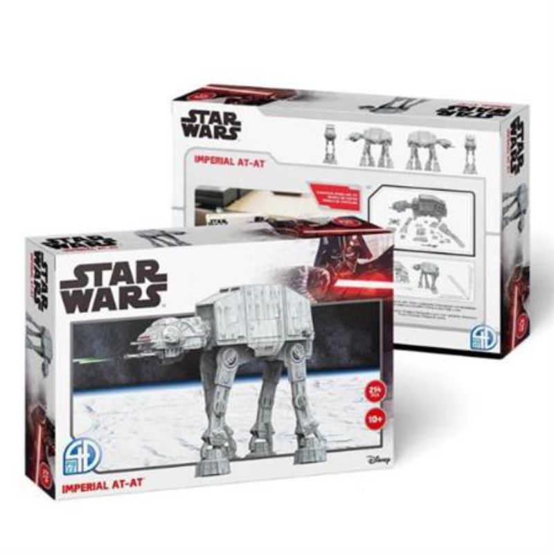 Detailed 3D puzzle of the Star Wars AT-AT Walker, 214 pieces, measuring 13.6 x 42.2 x 32 cm, easy assembly, no tools needed.