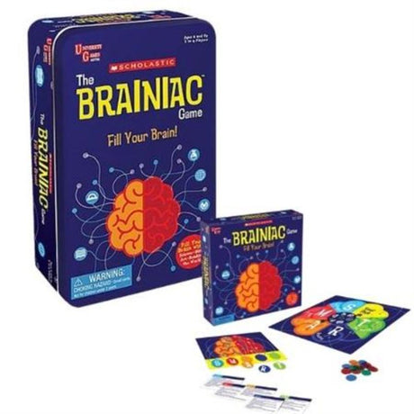 Colorful quiz game for kids featuring 54 cards across five subjects, promoting learning through play, ages 6 and up.