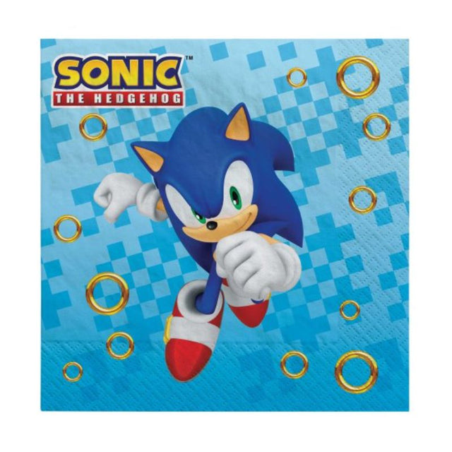 Sonic the Hedgehog lunch napkins pack of 16 featuring vibrant designs for fun parties and family gatherings.