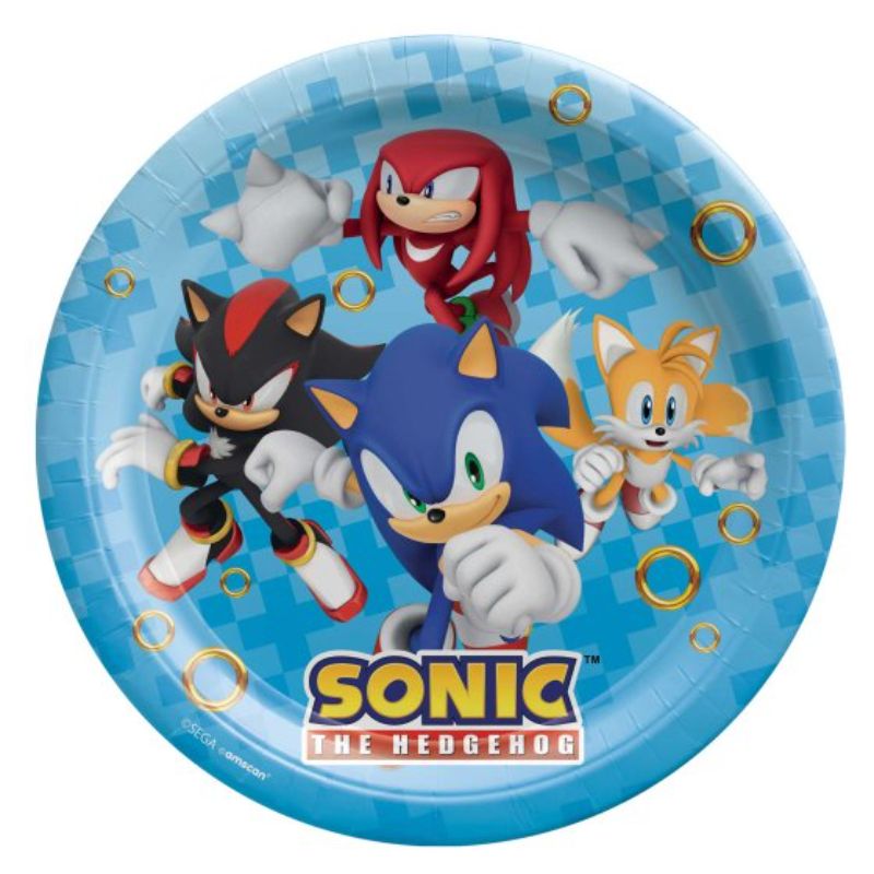 Sonic the Hedgehog 23cm Round Paper Plates - Pack of 8