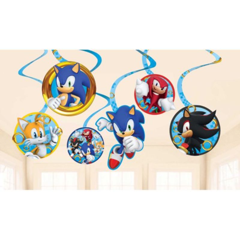 Sonic the Hedgehog Spiral Swirls Hanging Decorations - Pack of 12