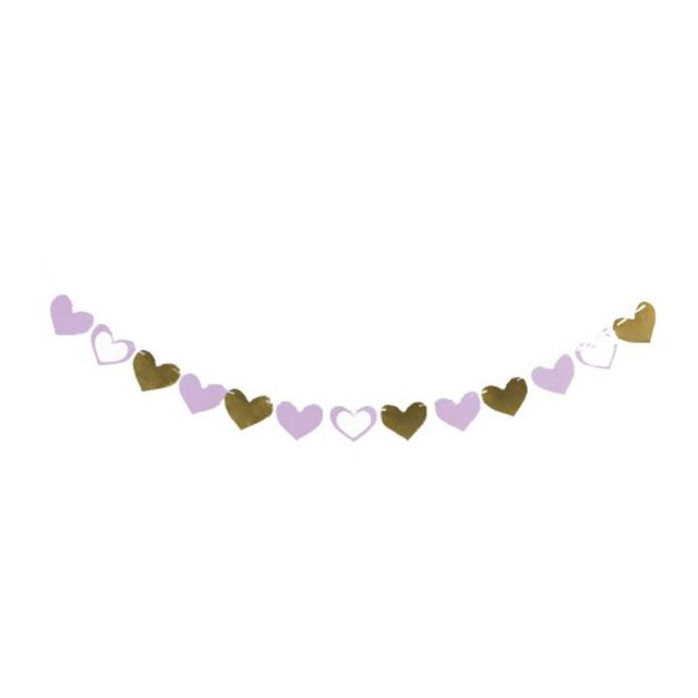 Colorful Hearts Garland made of cardboard and foil, measuring 2m long, perfect for festive celebrations and decorations.