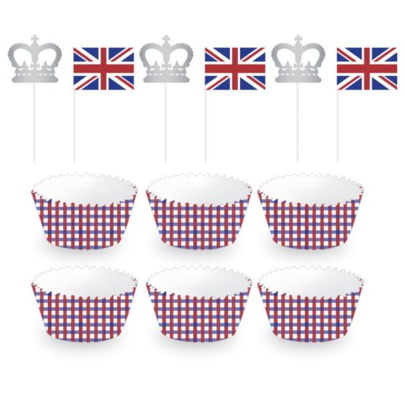 Patriotic British Cupcake Cases & Picks - Pack of 24