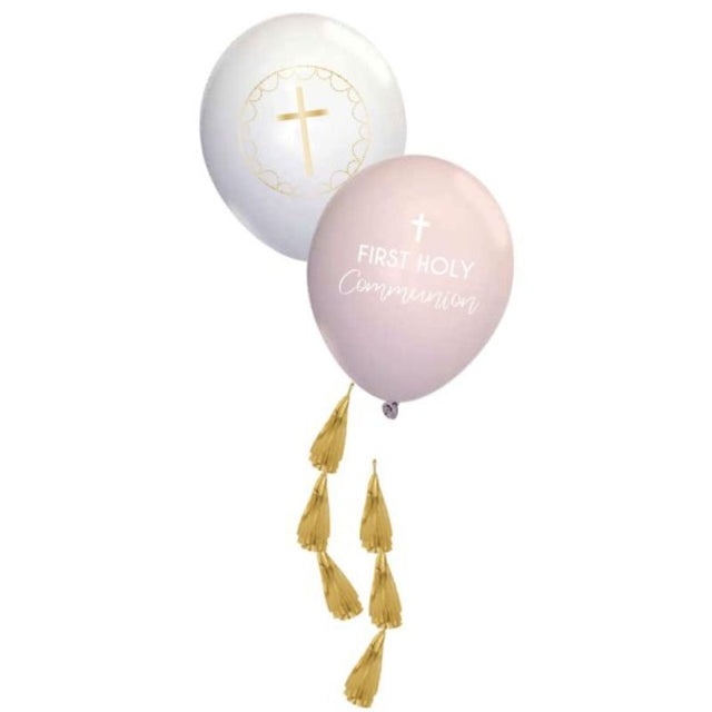 Pink latex balloon kit featuring elegant botanical prints, perfect for parties, weddings, and celebrations. Pack of 4.