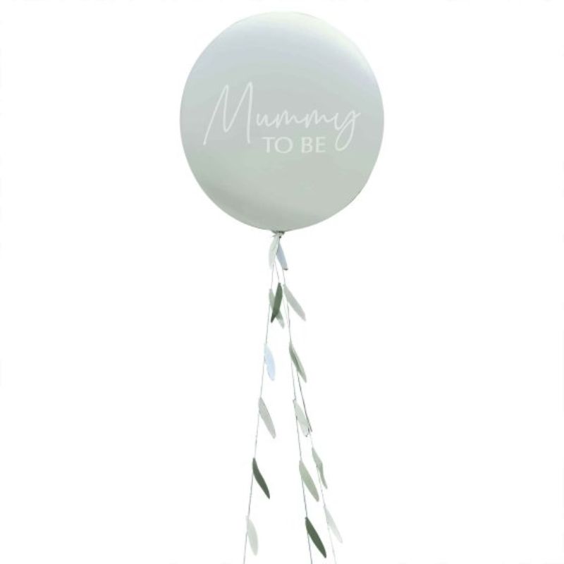 Botanical baby shower balloon with vibrant patterns and a charming tail, perfect for celebrating motherhood in style.