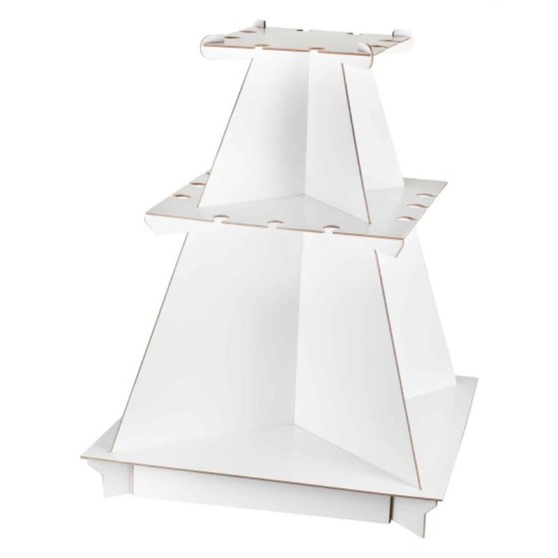 Contemporary 3-tier wedding drinks stand, 79cm tall, elegantly displays beverages at celebrations and events.