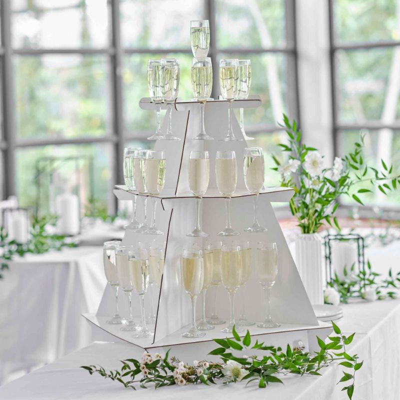 Stylish 3-tier wedding drinks stand, 79cm tall, perfect for showcasing beverages and treats at celebrations.