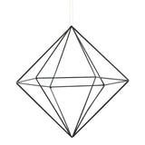 Contemporary geometric metal hanging decoration for weddings, 30cm tall with black twine, perfect for elegant decor.