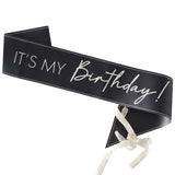 "Champagne Noir black and nude birthday sash with elegant nude velvet, perfect for celebrating birthday milestones."