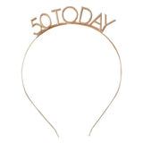 Champagne gold 50th birthday headband with a glamorous design, perfect for celebrating and elevating your party look.