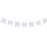 Elegant white and green botanical bunting with 12 flags, perfect for christenings and celebrations, measuring 2 meters long.