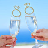 Elegant engagement party ring drink toppers in a pack of 6, perfect for adding romance to your beverages.