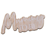 Hello Baby Mummy to be Wooden Badge, celebrating motherhood; lightweight, durable, and perfect for baby showers and keepsakes.