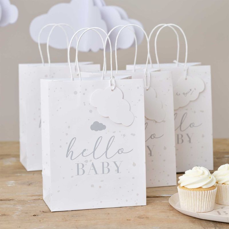 Hello Baby Speckle & Cloud Baby Shower Gift Bags - Pack of 5