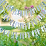 Sage green party garland, 5m long, perfect for birthdays and weddings, enhancing any celebration with modern charm.