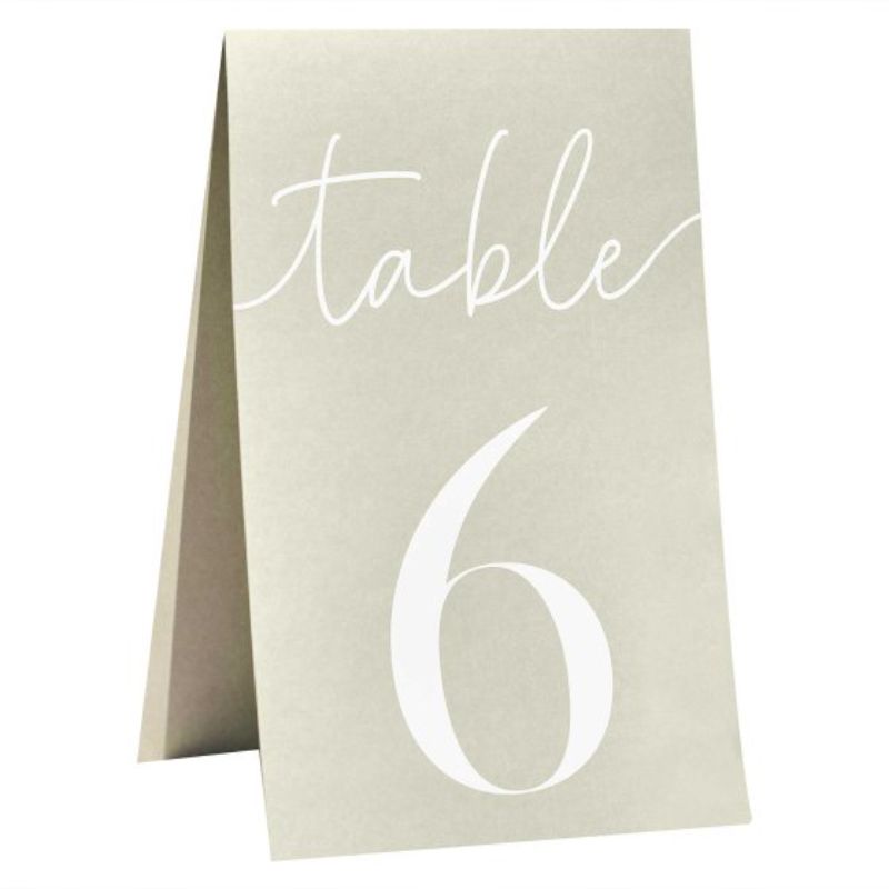 Elegant sage wedding table numbers in a pack of 12, perfect for seating arrangements at your wedding reception.