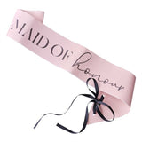 Future Mrs Hen Party Maid of Honour Sash with black ribbon, perfect for celebrating bridal festivities and creating memorable moments.