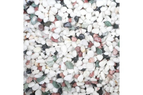 Vibrant multi-colour aquarium gravel in a 2kg bag, perfect for enhancing aquatic habitats in freshwater or saltwater tanks.