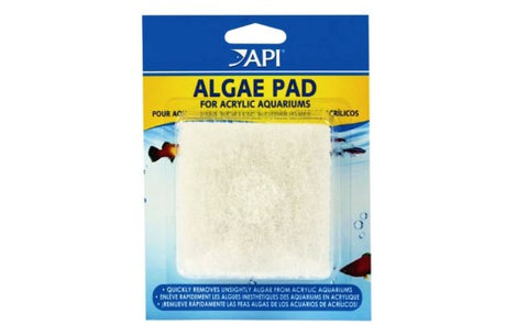 Hand-held Aquatic API Algae Pad for easy, scratch-free cleaning of acrylic aquariums, reaching tough algae in every nook.