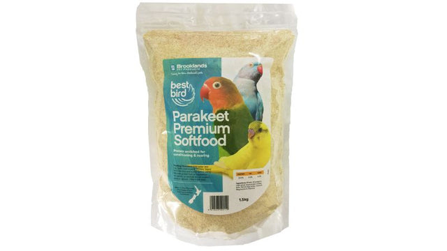 Premium bird soft food for parakeets, enriched with proteins and vitamins for optimal health and easy to prepare.