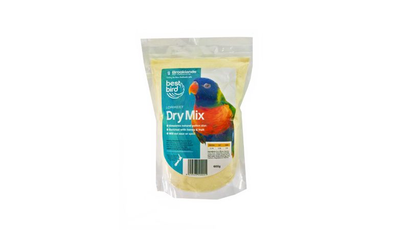 Premium 600g dry mix for lorikeets, enriched with honey and fruit, simulating their natural pollen diet.