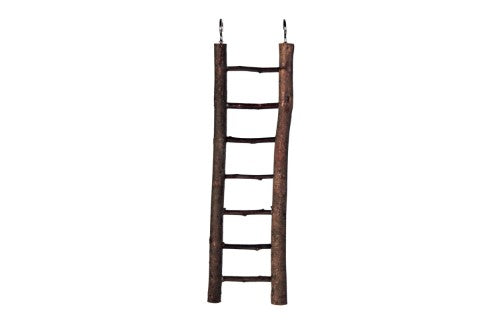 Natural wood bird ladder 30cm with 7 rungs, perfect for small birds to climb, explore, and promote fitness.