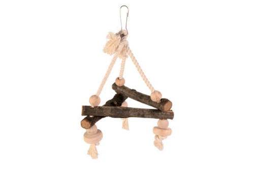 Vibrant 16cm triangle swing for small birds, offering sturdy fun and exercise in any cage setup.