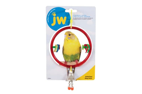 Vibrant clear bird activity ring for climbing and swinging, promoting exercise and play for small to medium-sized birds.