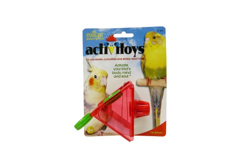 Engaging JW Activity Tilt Wheel for birds features dual mirrors and spins, promoting play and mental stimulation. Perfect for parakeets.