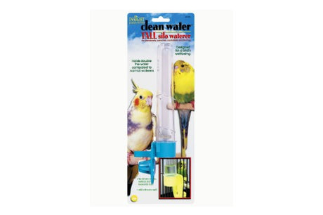 Tall JW Insight Clean Water Silo Waterer for bird cages, ensuring fresh water, hygiene, and convenience for pet birds.