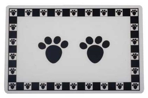 Dog Feed Mat - Pet Paws Black Placemat