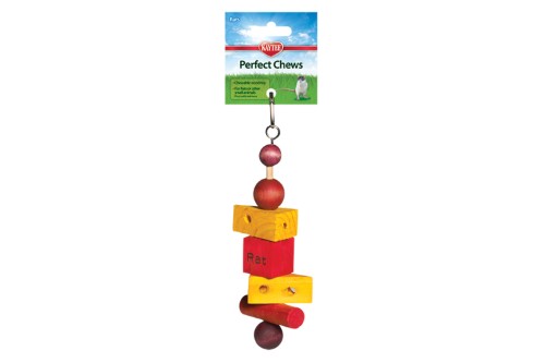 Wooden chew toy for small animals, 17cm long, promoting dental health and providing play for rats and hamsters.