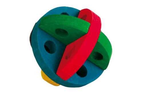 Colorful 8cm wooden Play & Snack Ball for small animals, engaging them in interactive play and foraging fun.