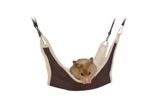 Cozy 18cm x 18cm hammock for mice, crafted from nylon with soft imitation lamb wool, perfect for relaxation in small animal cages.