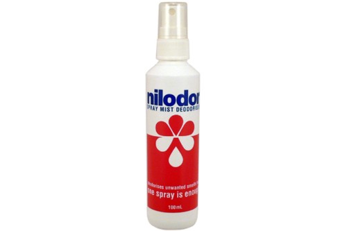 Cat - Nilodor Pump Spray 100mL, an eco-friendly odor eliminator for freshening litter boxes and pet areas.