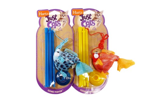 Interactive cat wand featuring a sparkly, catnip-filled fish for engaging playtime and exercise with your feline friend.