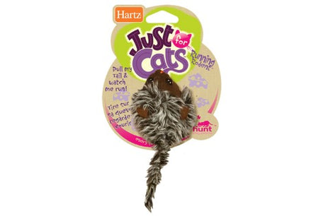 Interactive cat toy simulating a rodent with a pull tail that activates exciting vibration action for playful, engaging fun.