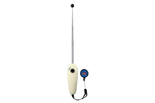 Dog training aid featuring a target stick and clicker for effective positive reinforcement and obedience training.