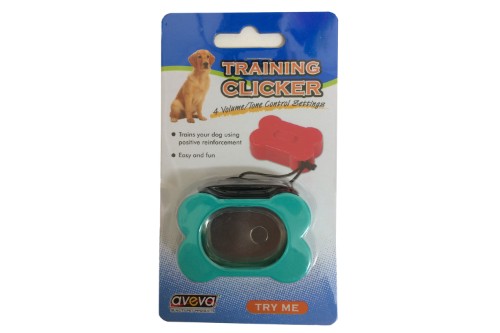 Bone-shaped dog training clicker for effective positive reinforcement and instant feedback during training sessions.