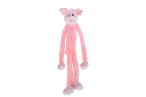 Colorful 68cm pig-shaped dog toy with a swinging action, squeaker, and durable materials for fun and interactive play.