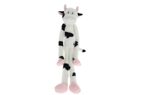 Colorful 68cm plush cow dog toy for medium to large dogs, perfect for tug-of-war and solo play.